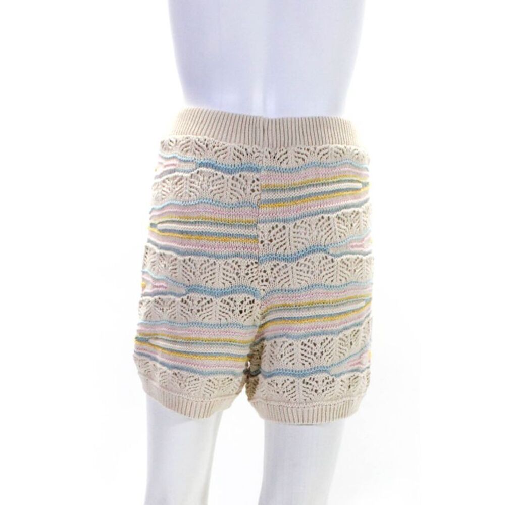 Zara Womens Cotton Knitted Buttoned V-Neck Cardigan Shorts Set Beige Size M L - Picture 6 of 8
